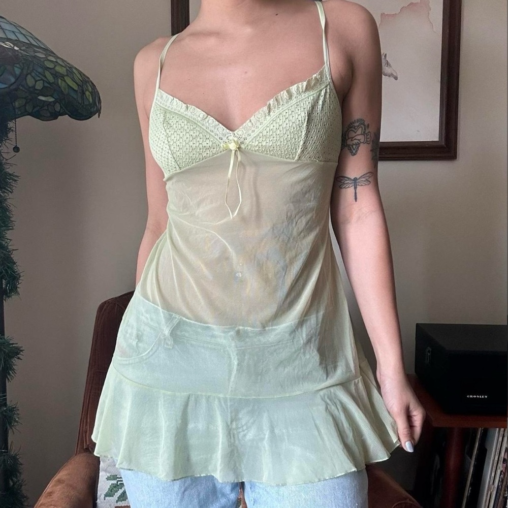 Victoria's Secret Green Lace Chemise